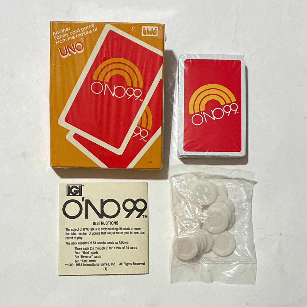 Vintage O’NO 99 Card Game 1981 Complete Sealed Cards Chips UNO